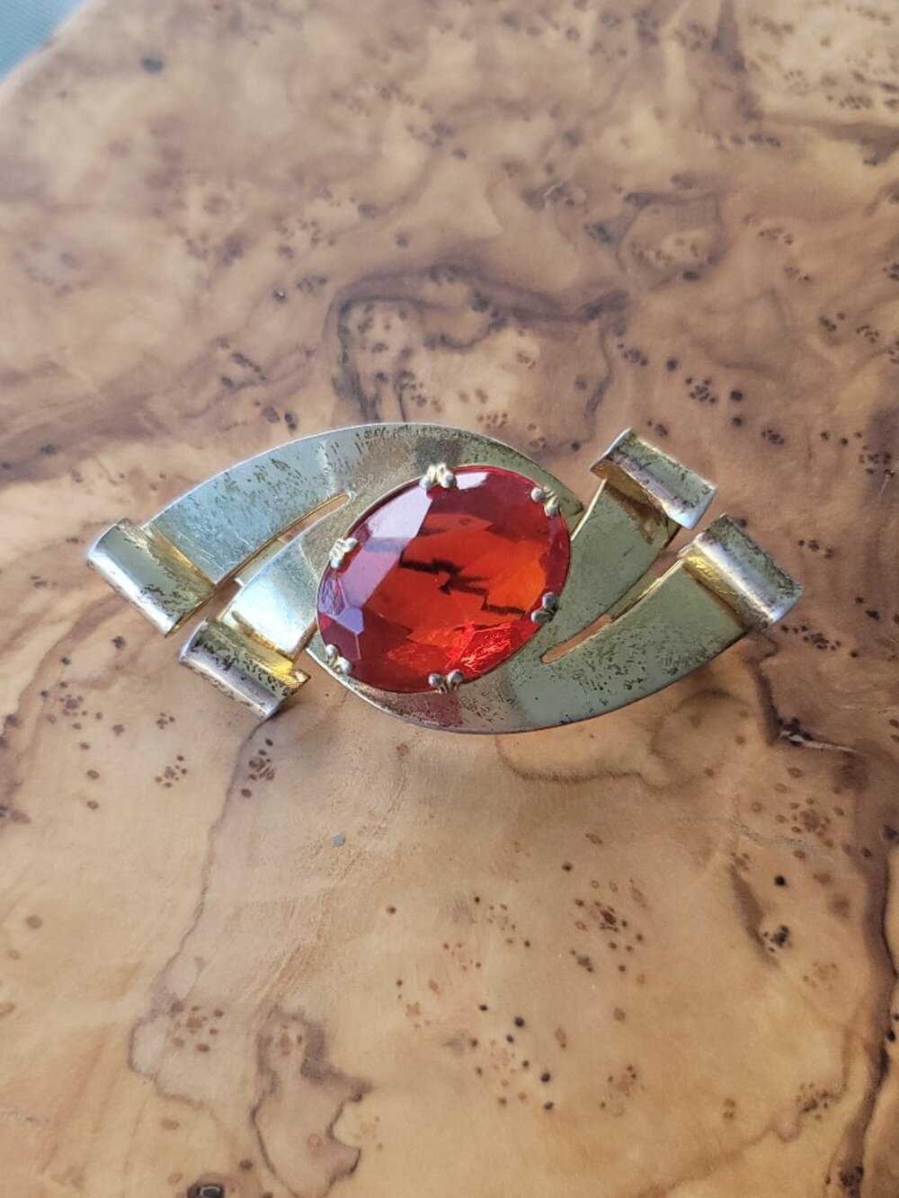 Retro Glass & Sterling Brooch by Coro